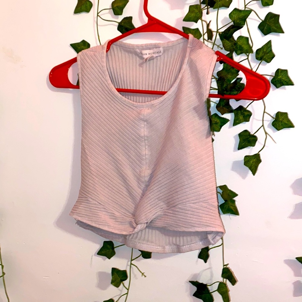 cropped, white tied cropped tank, original size is a large but fits like a S